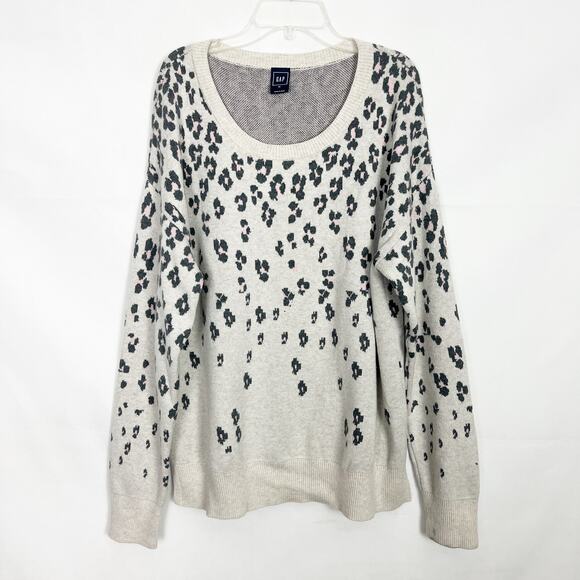 Gap Merino Extra Fine Wool Blend Animal Print Pullover Knit Sweater Size XL - Picture 1 of 11